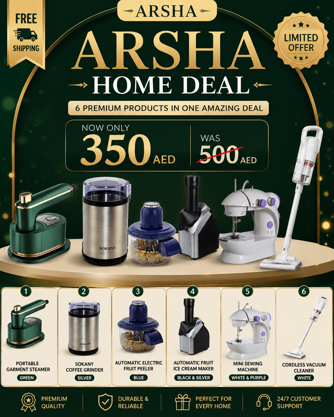 ARSHA HOME DEAL | 6 Premium Home Essentials in One Bundle with 150 AED saving