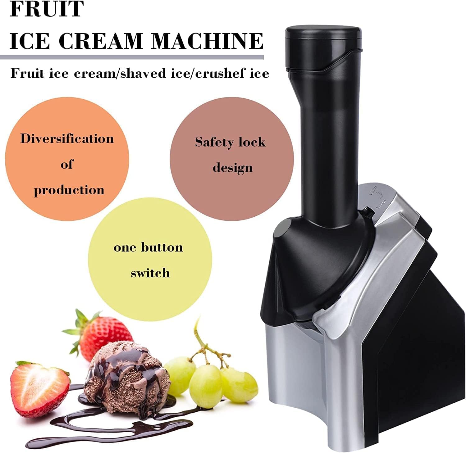 Ice Cream Maker Machine Black & Gray | Homemade Frozen Dessert Treat Maker | Easy to Use